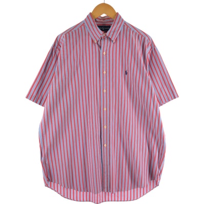 古着 ラルフローレン Ralph Lauren BLAKE 半袖 ボタンダウン ストライプシャツ メンズL相当/eaa539469