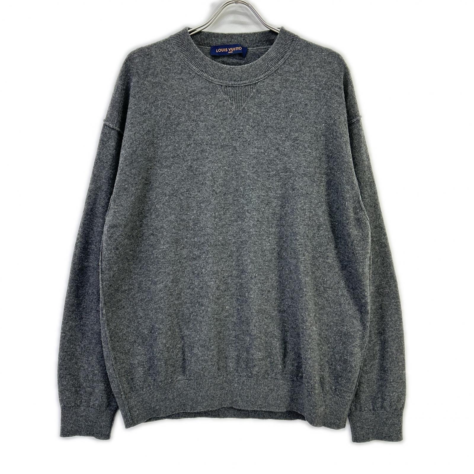 ルイヴィトン RM201Q JZE HHN42W 20SS グレー カシミヤシルク インサイドアウトVガゼットクルーネックニット XL