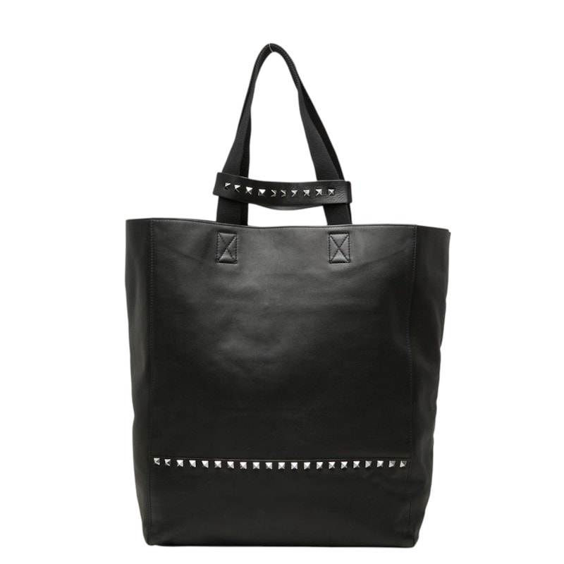 ヴァレンチノ ガラヴァーニ ロックスタッズ 斜め掛け ショルダーバッグ ブラック レザー レディース Valentino 【中古】