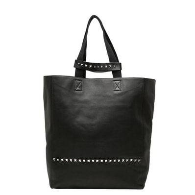 ヴァレンチノ ガラヴァーニ ロックスタッズ 斜め掛け ショルダーバッグ ブラック レザー レディース Valentino 【中古】