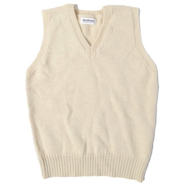 BEAMS BOY ビームスボーイ ウールVネックニットベスト 13-05-0056-138 ONE SIZE BEIGE セーター トップス g13390