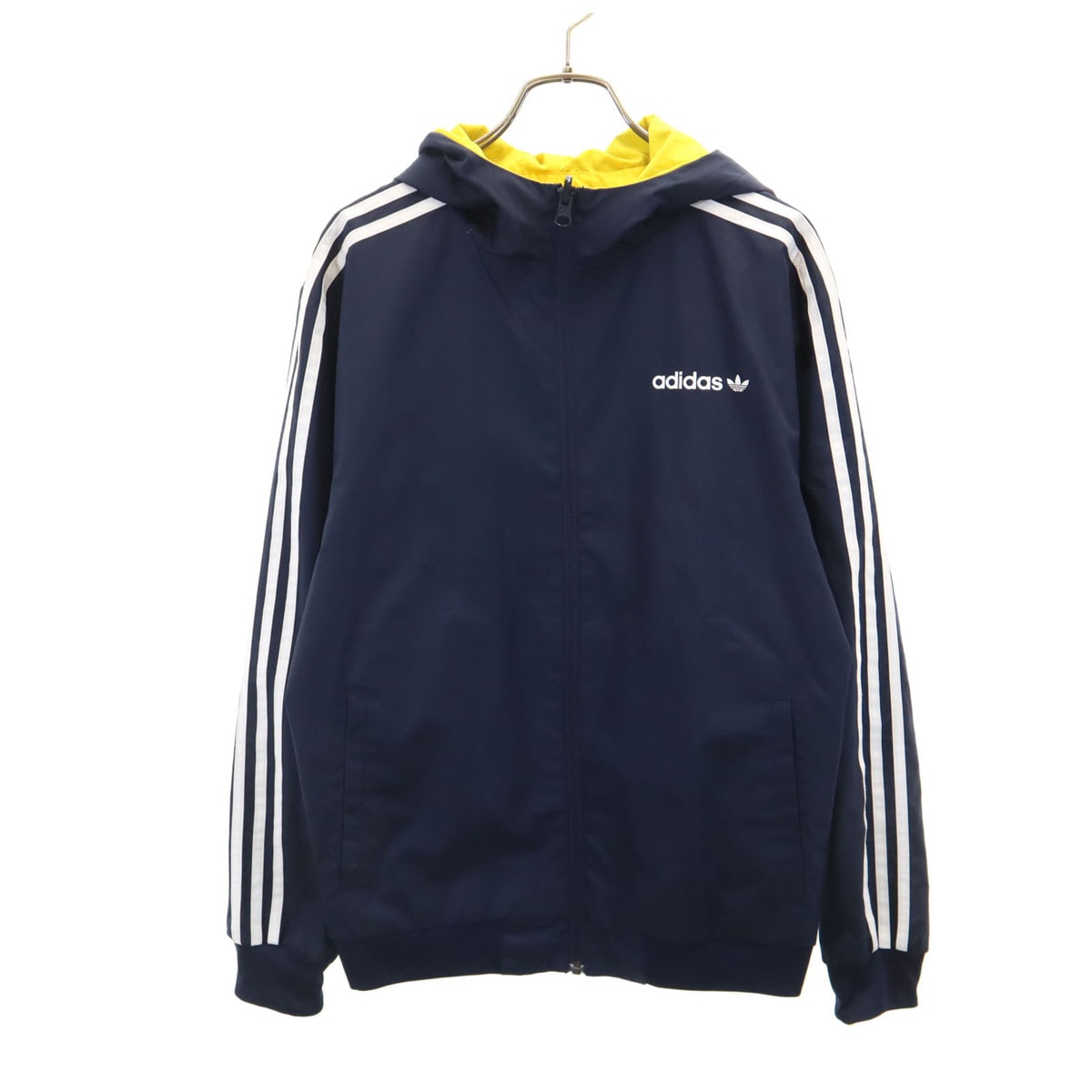 adidas アディダス トレフォイルロゴ 長袖 リバーシブル ジップパーカー M ネイビー