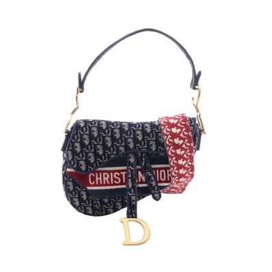 ディオール Dior SADDLE サドル オブリーク 2WAY ハンドバッグ バッグ ファブリック レディース ネイビー系 / ベージュ系 / ボルドー系 【中古】