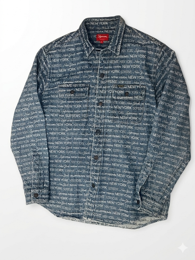 Supreme Multi Type Jacquard Denim Shirt "Blue"