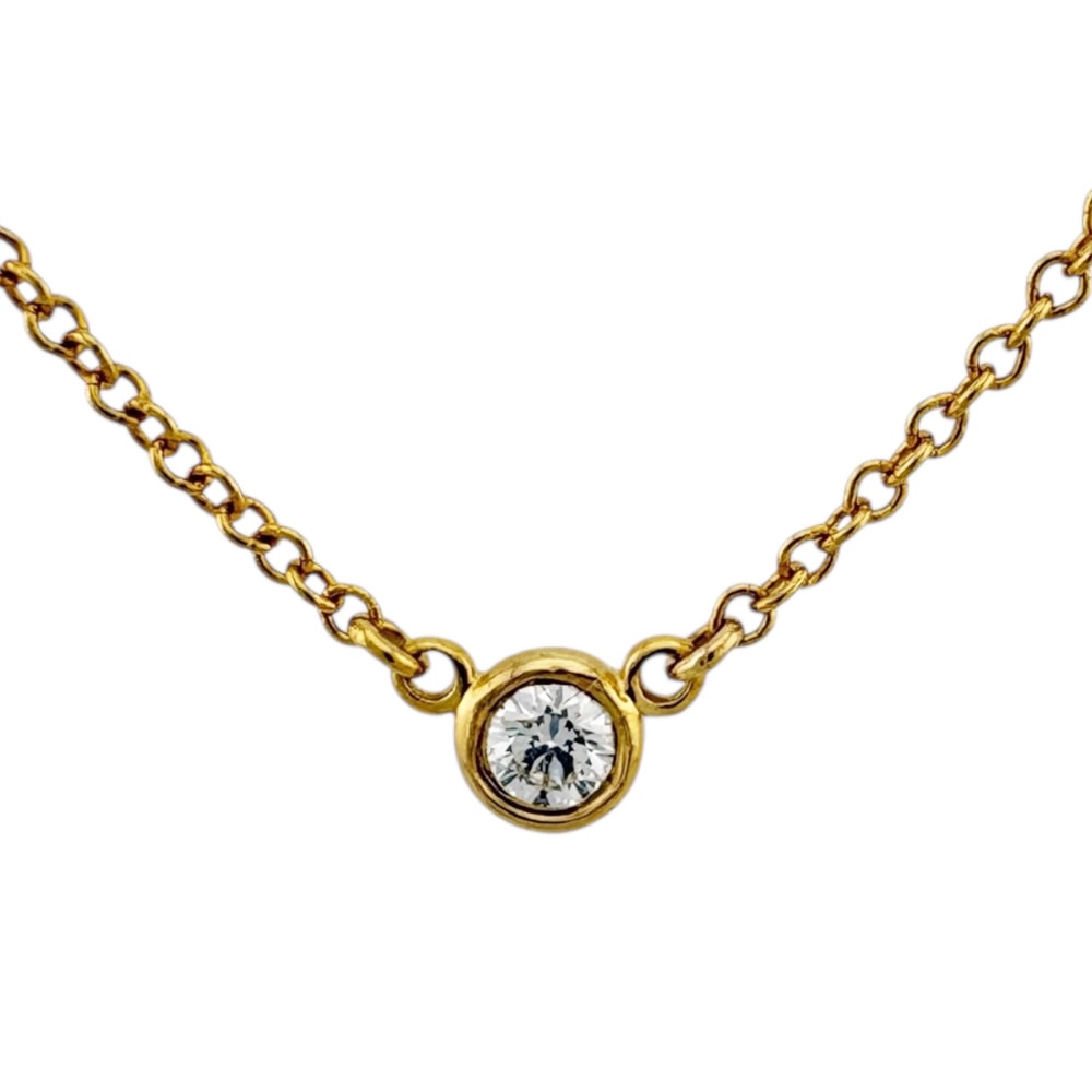 ティファニー バイザヤード 約0.05ct ネックレス 18金 K18イエローゴールド ダイヤモンド レディース TIFFANY&Co. 中古