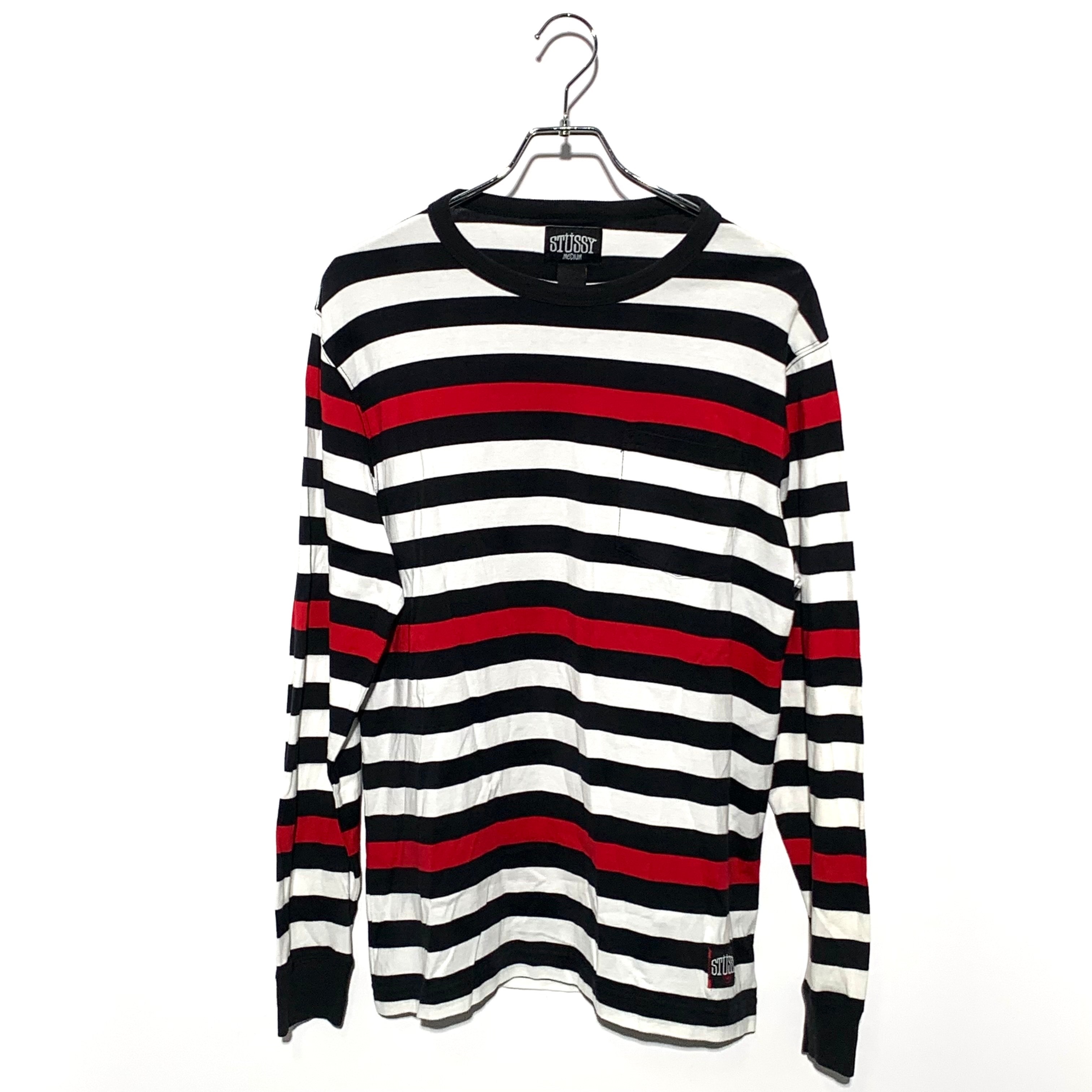 STUSSY BORDER L/S TEE Black/White/Red