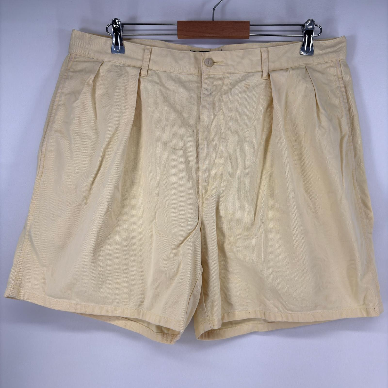 古着 90's/90年代 ポロバイラルフローレン Polo by Ralph Lauren ショートパンツ ロゴ ツータック ポロチノ w38 イエロー系 メンズ