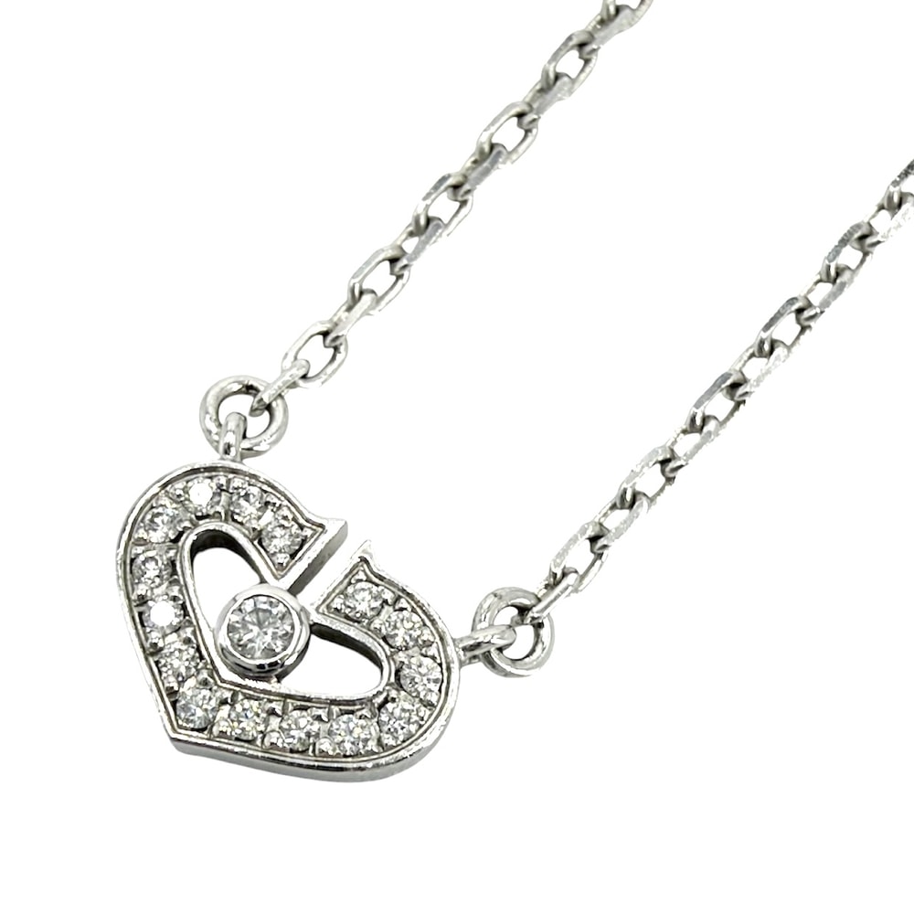CARTIER カルティエ ネックレス Cハート アクセサリー ジュエリー 18金WG K18ホワイトゴールド ダイヤモンド レディース 約4.4g【中古品】