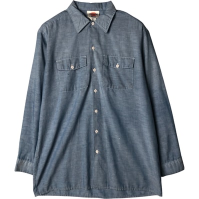 古着 80~90年代 ディッキーズ Dickies 長袖 シャンブレーシャツ メンズL相当 ヴィンテージ/eaa577781