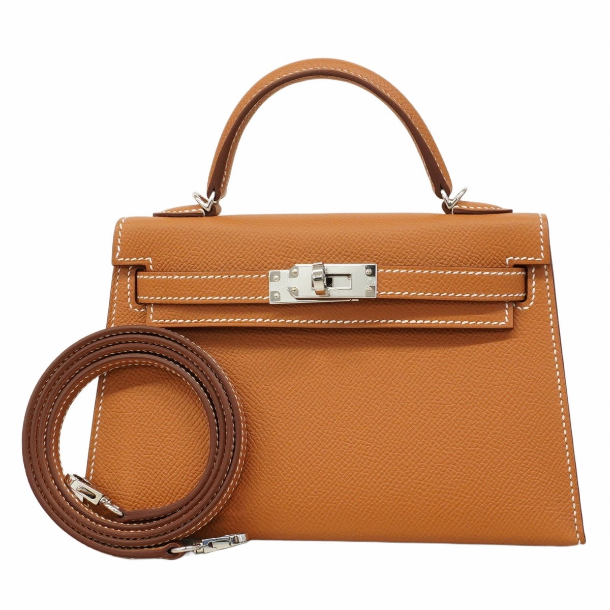 ★最終価格★SALE【6ab0729-g】エルメス ハンドバッグ ミニケリー2 ヴォーエプソン ゴールド シルバー金具 K刻印 2wayバッグ【中古】レディース