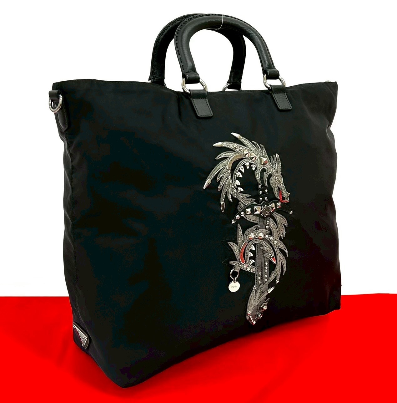 PRADA プラダ ナイロン ミニトートバッグ 三角ロゴ 肩掛け 