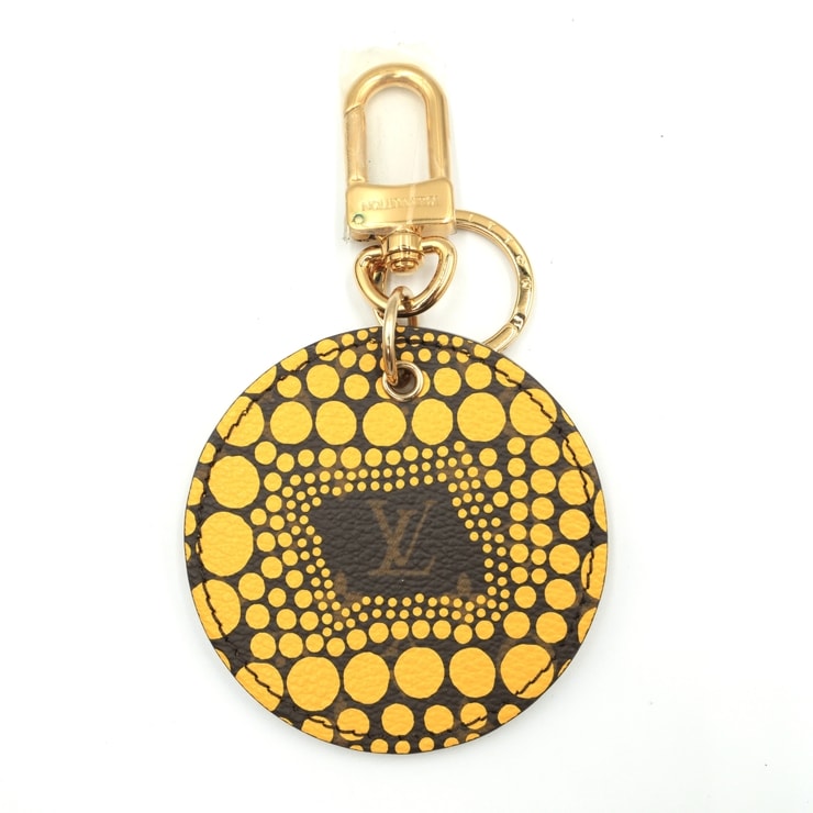 LOUIS VUITTON(ルイヴィトン)×草間彌生 ポルト クレ モノグラム パンプキンドット キーホルダー バッグチャーム イエロー ゴールド金具 M66737【中古】
