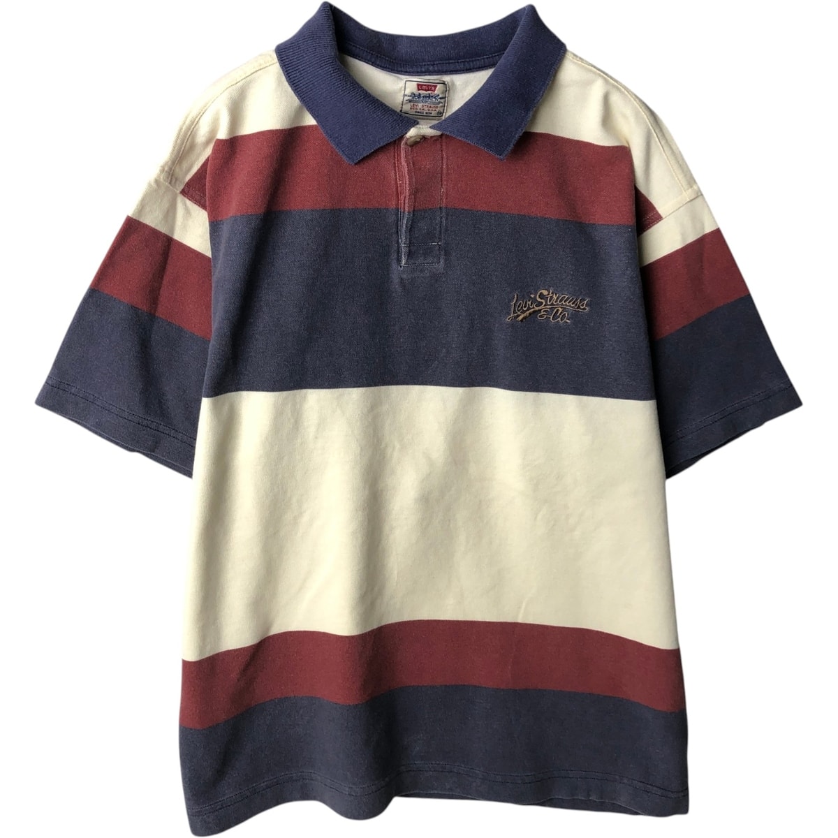 古着 90年代 リーバイス Levi's 半袖 ボーダー ポロシャツ メンズM相当 ヴィンテージ/eaa635252