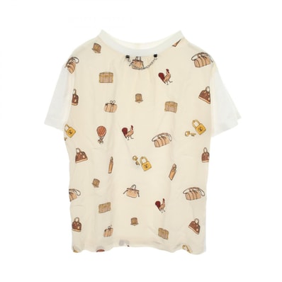 ルイ・ヴィトン LOUIS VUITTON トラベルグラフィック チェーン付き 半袖Tシャツ 衣料品 トップス コットン シルク レディース ホワイト系 / マルチカラー RW191W JIX FGTS08 【中古】