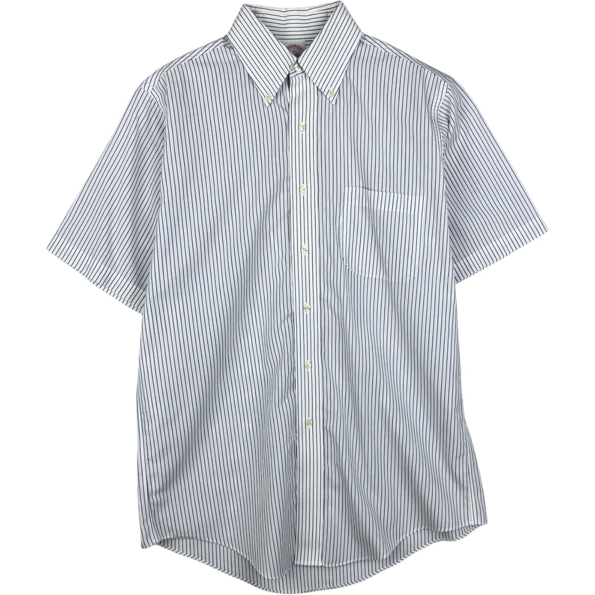古着 ブルックスブラザーズ Brooks Brothers Est.1818 半袖 ボタンダウン ストライプシャツ メンズM相当/eaa644933