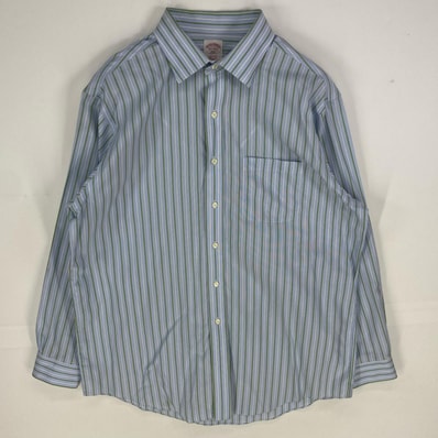 古着 ブルックスブラザーズ Brooks Brothers 長袖シャツ 346 ロングスリーブ 16 ブルー系 ストライプ メンズ
