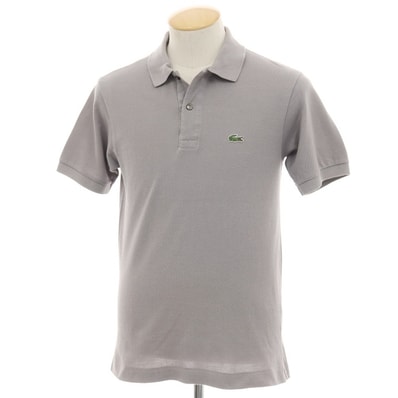 【中古】ラコステ LACOSTE コットン 鹿の子 半袖ポロシャツ グレー系【サイズ2】【メンズ】
