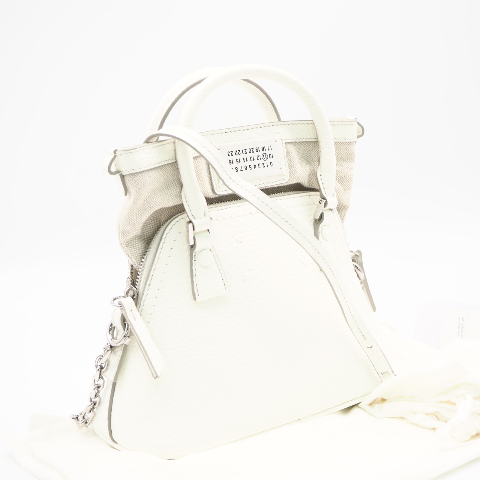 美品 MAISON MARGIELA メゾンマルジェラ カーフレザー 5AC マイクロ S56WG0081 2wayショルダーバッグ ホワイト カーフレザー レディース