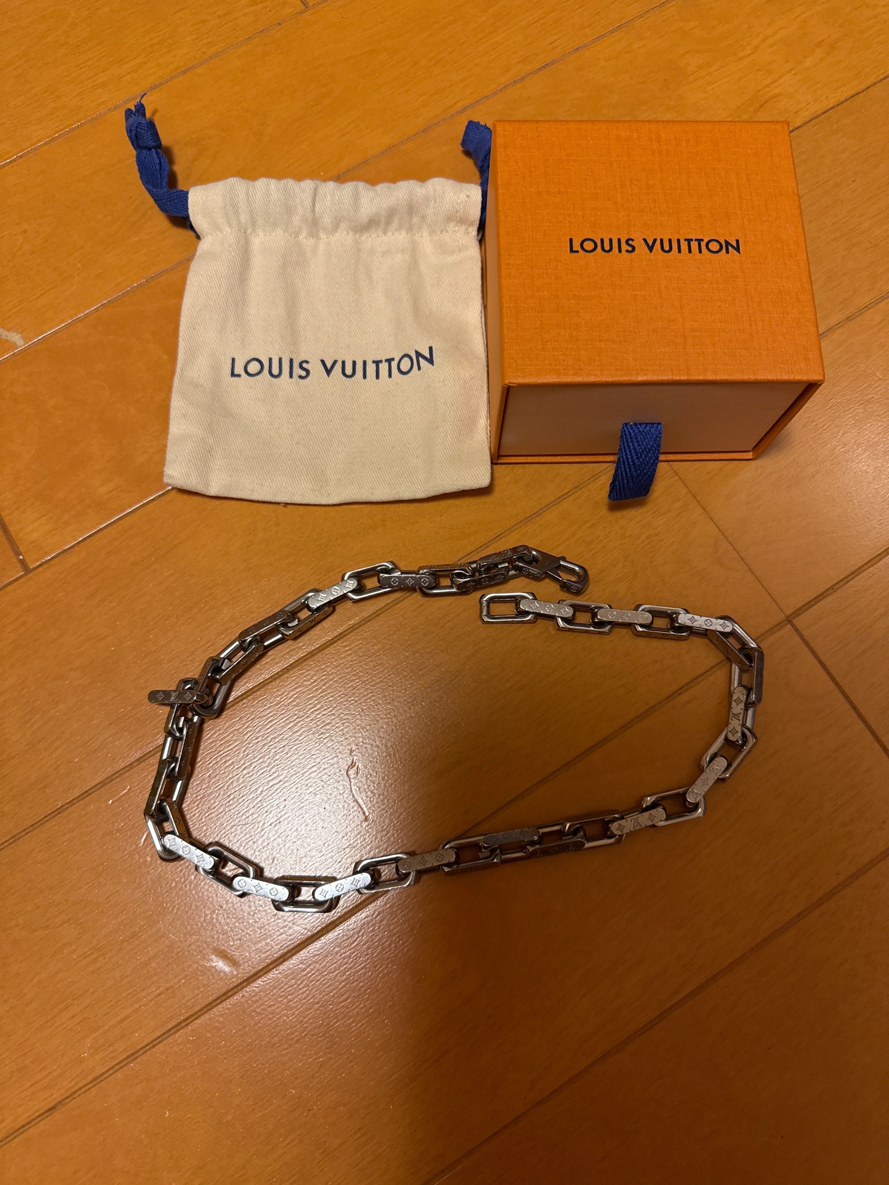 Louis Vuitton Monogram Chain Necklace "Silver"