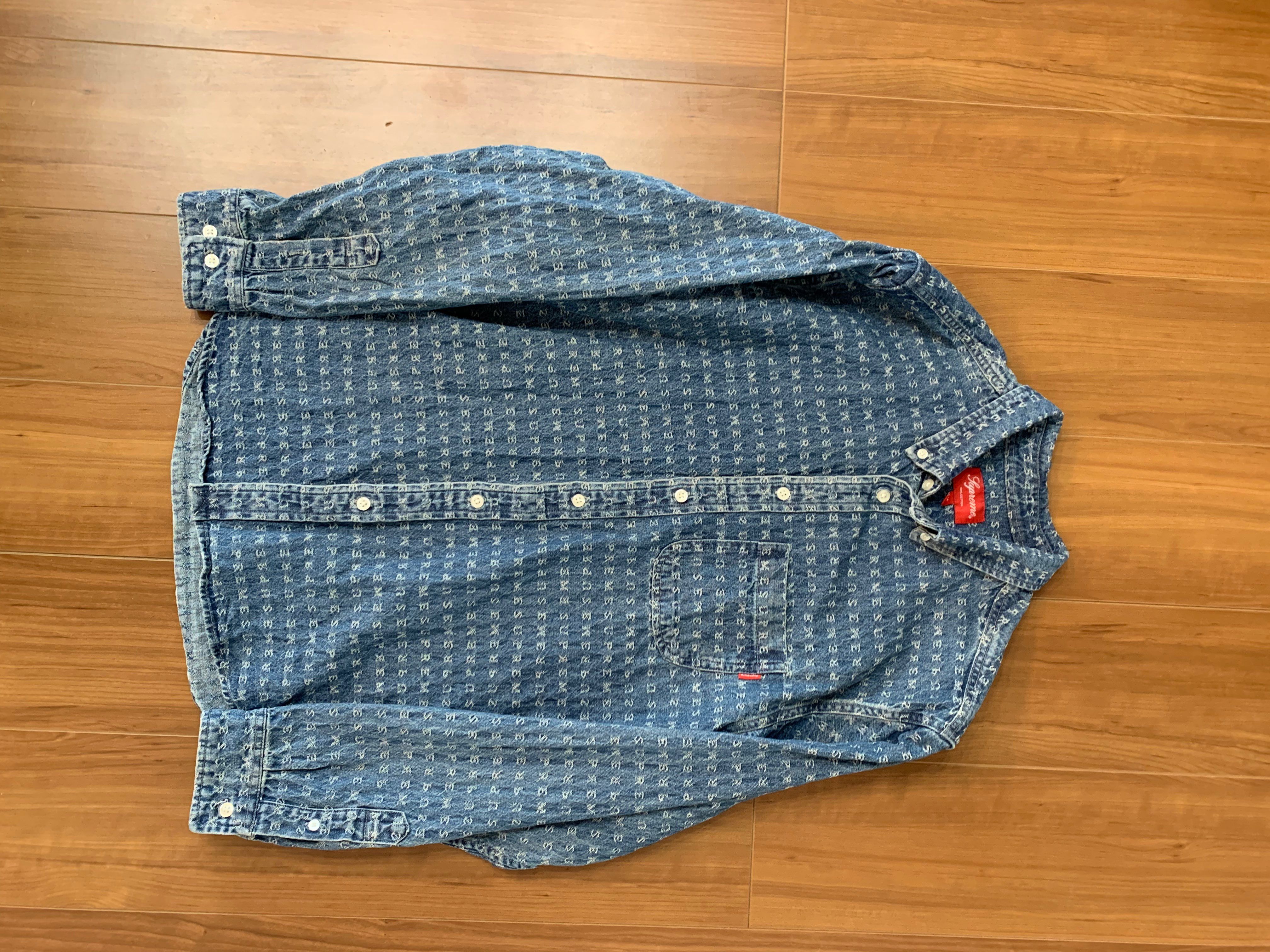 Supreme Jacquard Logos Denim Shirt "Blue"