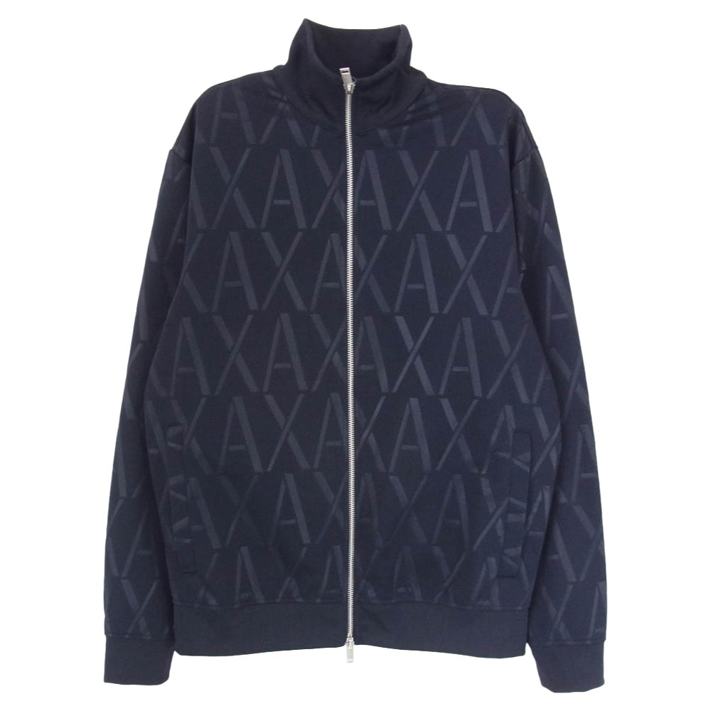 ARMANI EXCHANGE アルマーニエクスチェンジ ジャケット ロゴ総柄 ジャージー トラックジャケット ブラック系 XS【中古】