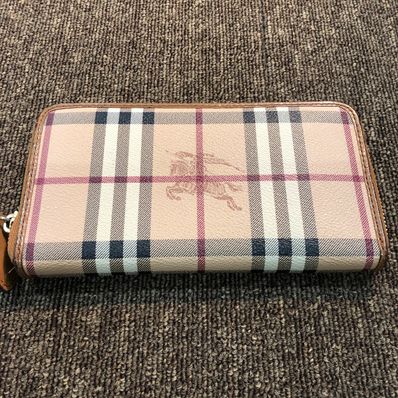 BURBERRY Check Round Fastener Wallet