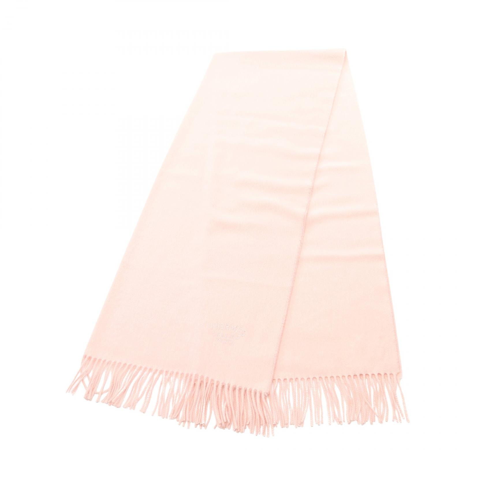 エルメス HERMES ロゴ刺繍 大判 ストール 衣料品 カシミヤ ピンク レディース ピンク系 【中古】