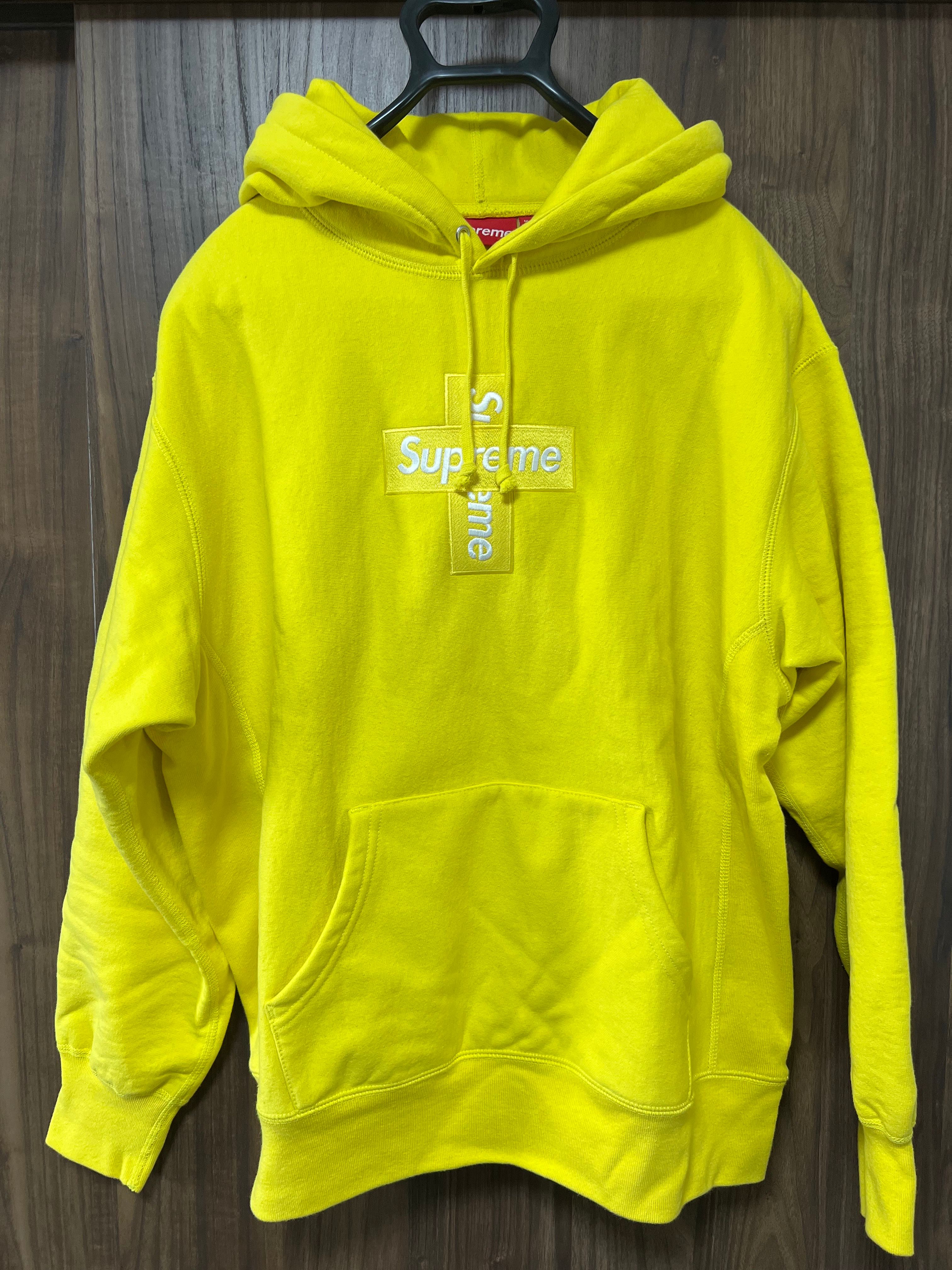 Supreme Cross Box Logo Hooded Sweatshirt "Yellow"