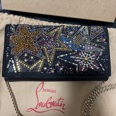 クリスチャンルブタンスタースタッズビジューチェーンウォレット クラッチバッグ