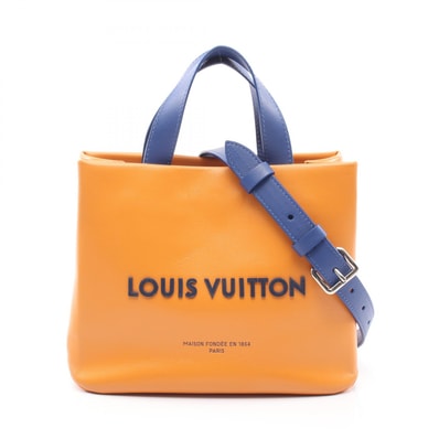ルイ・ヴィトン LOUIS VUITTON ショッパートート MINI 2WAY ハンドバッグ バッグ レザー オレンジ メンズ オレンジ系 / ブルー系 M28310 【中古】