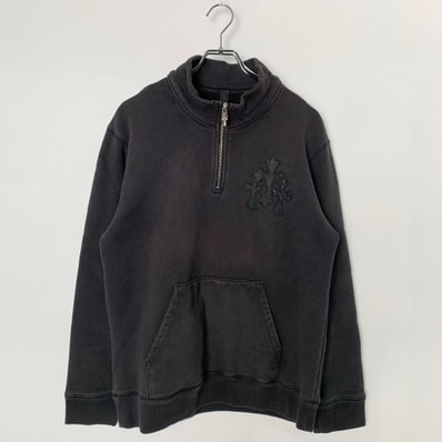 Chrome Hearts Y Not Label Cross Patch Half Zip Sweat "Dark Gray"