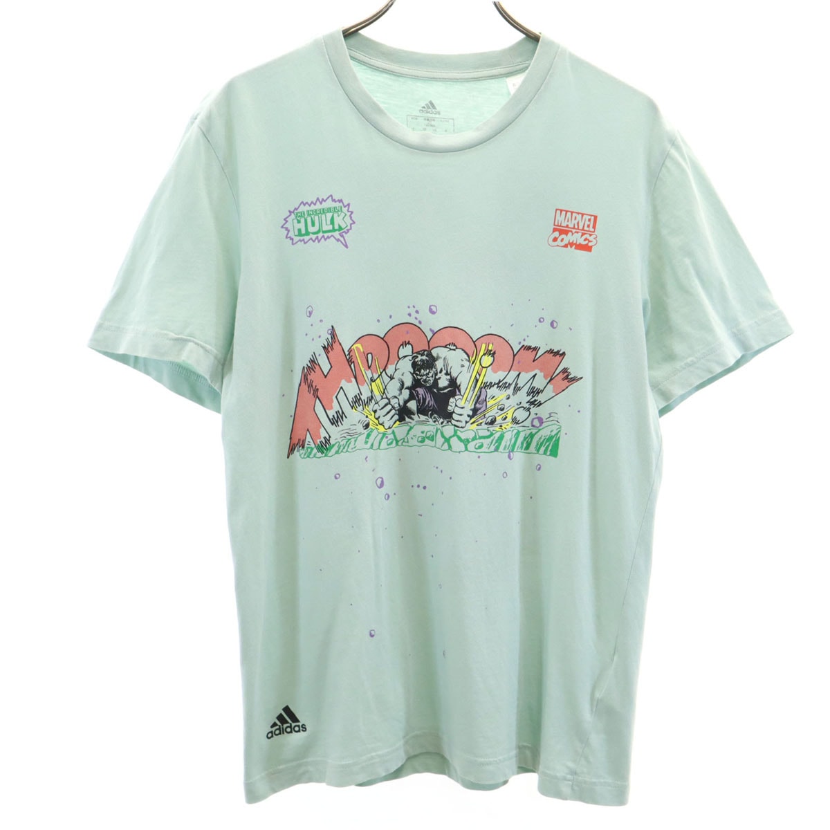 adidas アディダス マーベル ハルク 半袖 Tシャツ S ダスティミント系 Marvel Hulk