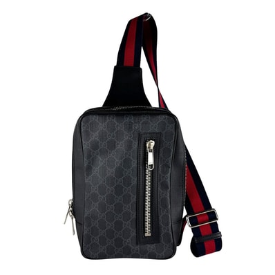 グッチ GUCCI ボディバッグ GGスプリームキャンバス ブラック メンズ 478325【中古】 z10205