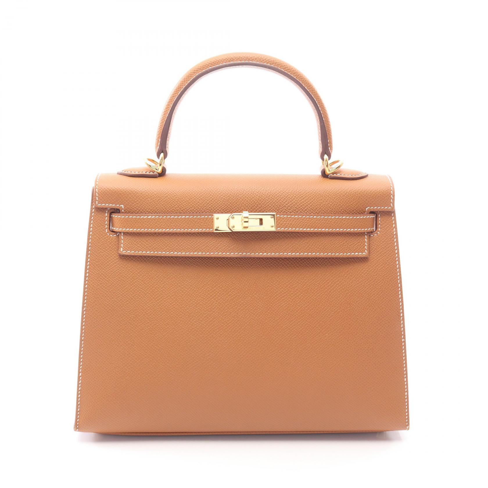 エルメス HERMES ケリー25 外縫い 2WAY ハンドバッグ バッグ ヴォーエプソン ヴォーエプソン ゴールド B刻印(2023年製造) レディース ブラウン系 038416CC 【中古】