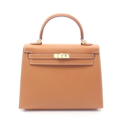 エルメス HERMES ケリー25 外縫い 2WAY ハンドバッグ バッグ ヴォーエプソン ヴォーエプソン ゴールド B刻印(2023年製造) レディース ブラウン系 038416CC 【中古】