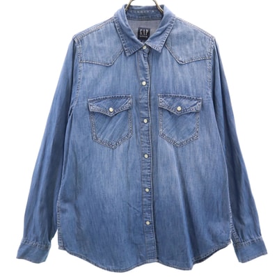 GAP ギャップ 長袖 デニムシャツ M ブルー
