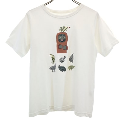 mont-bell モンベル 鳥と山男 半袖 Tシャツ M ホワイト 畦地梅太郎