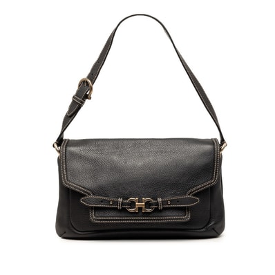 サルヴァトーレフェラガモ ガンチーニ ショルダーバッグ ワンショルダー ブラック レザー レディース Salvatore Ferragamo 【中古】
