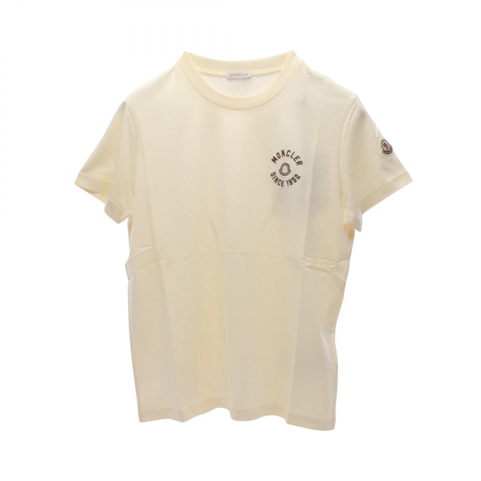 モンクレール MONCLER ロゴ刺繍 カットソー 衣料品 トップス コットン レディース アイボリー系 L10938C0003089AUO034 【新品】