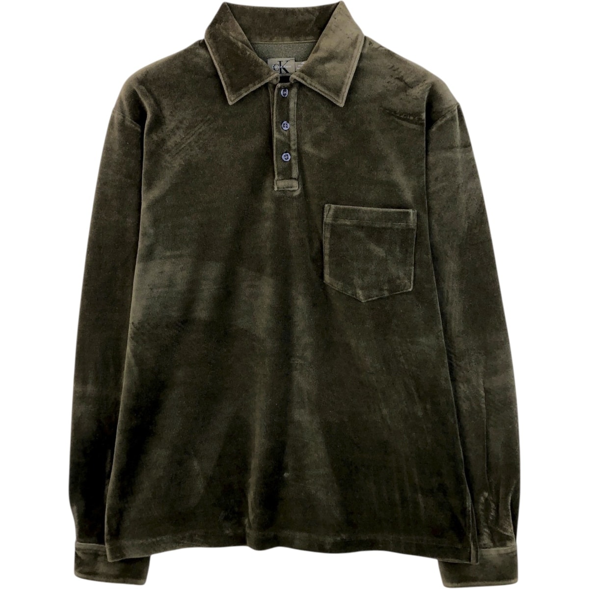 古着 90~00年代 カルバンクライン Calvin klein ベロア 長袖 ポロシャツ メンズM相当 ヴィンテージ/eaa619105