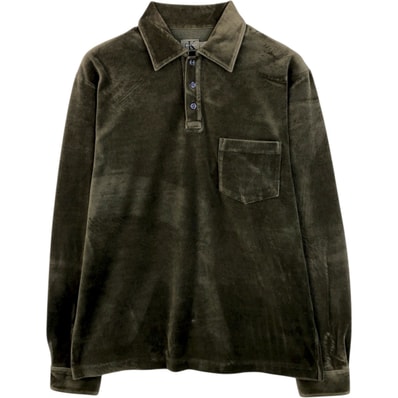 古着 90~00年代 カルバンクライン Calvin klein ベロア 長袖 ポロシャツ メンズM相当 ヴィンテージ/eaa619105