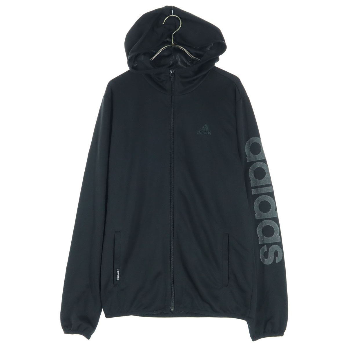 adidas アディダス ワンポイントロゴ 長袖 トラックジャケット M ブラック フーディー