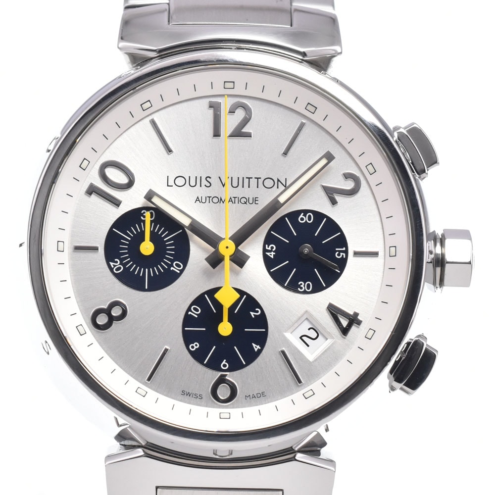 ルイ・ヴィトン LOUIS VUITTON Q112E タンブール クロノグラフ シルバー 自動巻き メンズ 良品 内箱付き 腕時計 Q#148995