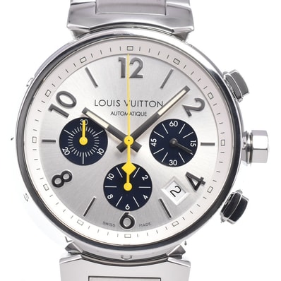 ルイ・ヴィトン LOUIS VUITTON Q112E タンブール クロノグラフ シルバー 自動巻き メンズ 良品 内箱付き 腕時計 Q#148995