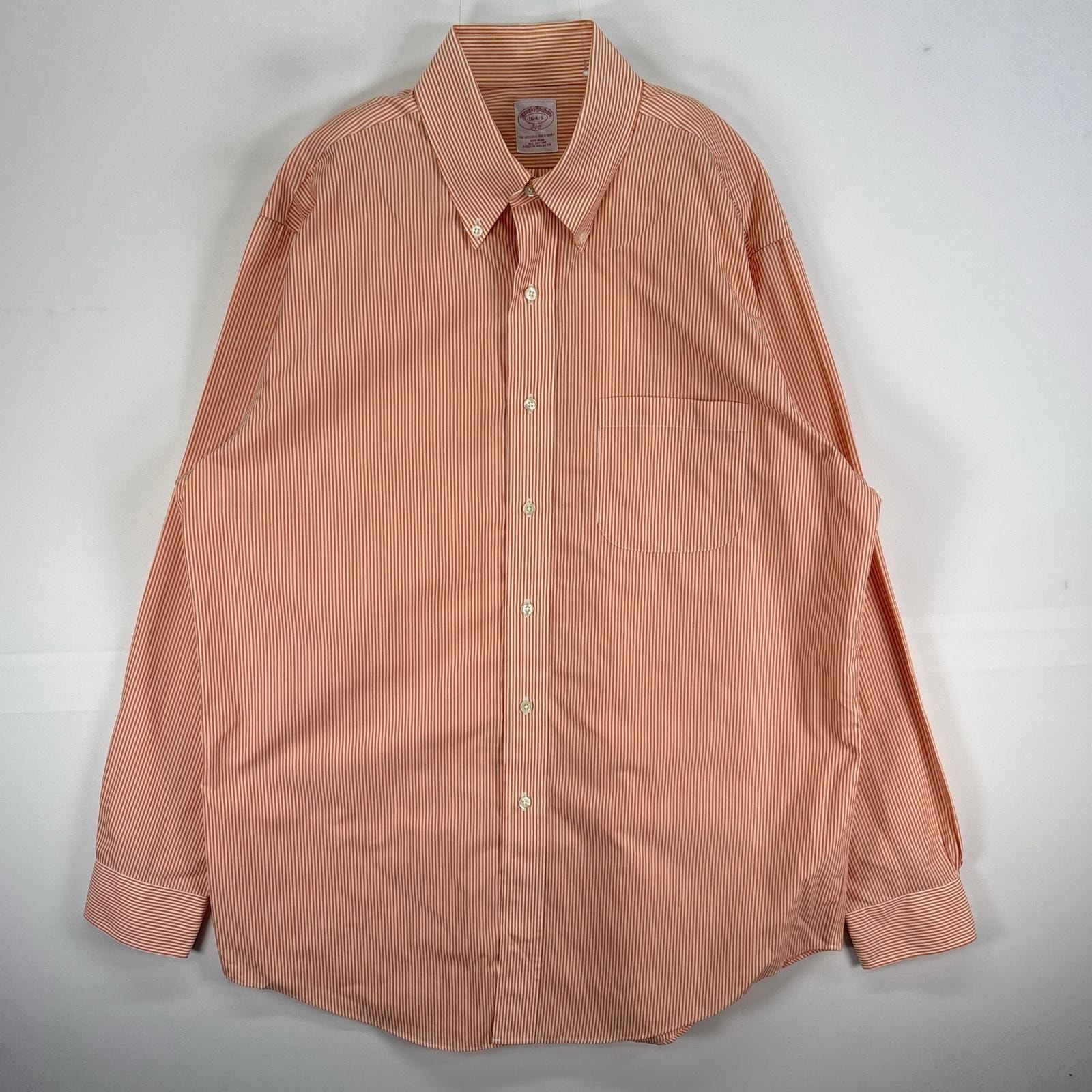 古着 ブルックスブラザーズ Brooks Brothers 長袖シャツ ボタンダウン 胸ポケ 346 L オレンジ系 ストライプ メンズ