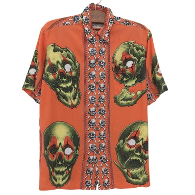 ワコマリア 美品 56 TATTOO STUDIO S/S HAWAIIAN SHIRT トップス メンズ オレンジ M 21SS M