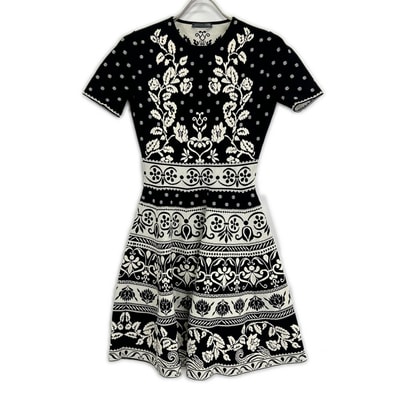 アレキサンダーマックイーン 461069 ブラック フラワー ニット ワンピース XS
