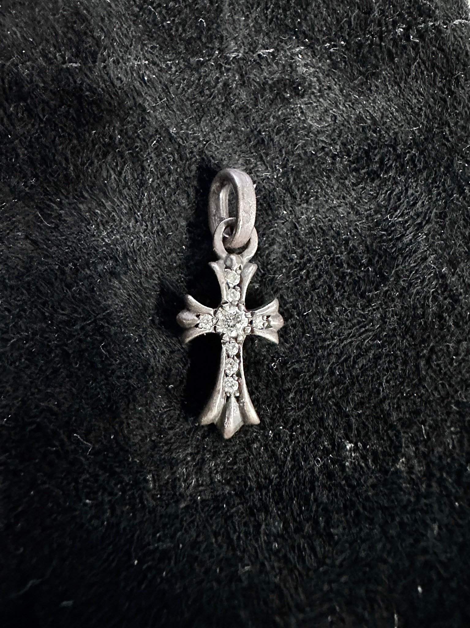Chrome Hearts Cross Baby Fat Charm Pave Diamond "Silver"