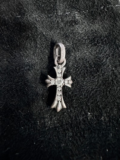 Chrome Hearts Cross Baby Fat Charm Pave Diamond "Silver"