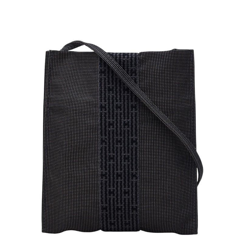 エルメス エールライン 斜め掛け ショルダーバッグ ポシェット グレー キャンバス レディース HERMES 【中古】
